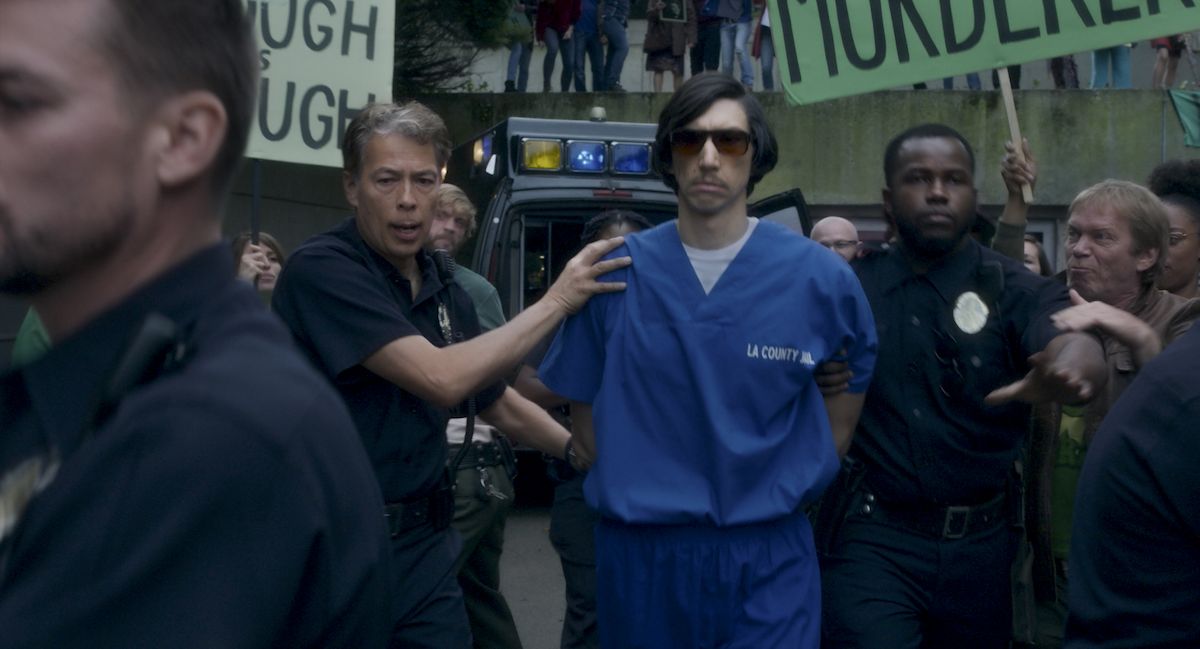 Adam Driver's character getting arrested for killing his wife. 