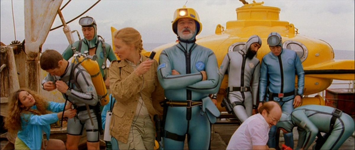 Bill Murray in a fantastic teal wetsuit in Steve Zissou 